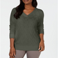 Karen Scott Women's Basket Stitch Sweater Green Size Small