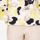 Alfani Women's Printed Smock Sleeve Bubble Top Yellow Size Petite Medium