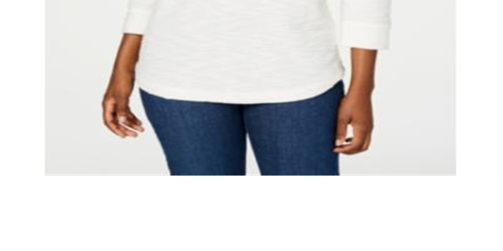 Karen Scott Women's Space Dye 3/4 Sleeve Top White Size Petite L