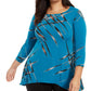 Alfani Women's Plus Printed Handkerchief Hem Top Blue Size 1X