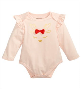 First Impressions Baby Girl's Reindeer Bodysuit Pink Size NEWBORN