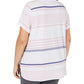 Calvin Klein Women's Plus Vista Striped T-Shirt Pink Size 2X