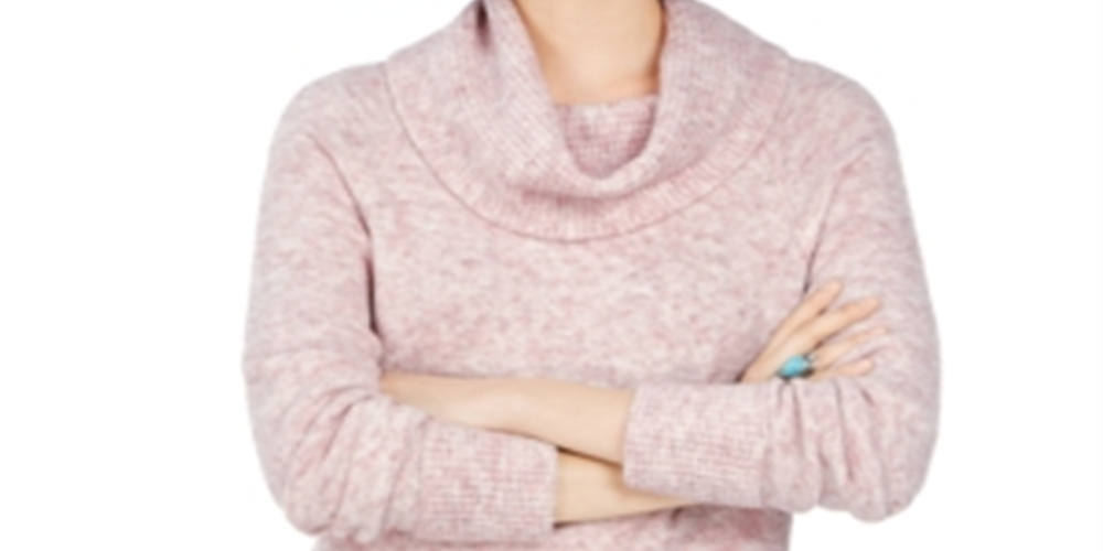 Style & Co Women's Cowl Neck Waffle Knit Sweater Purple Size Large