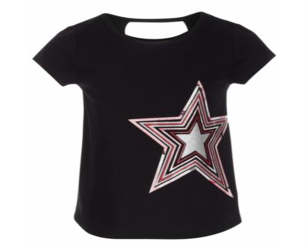 Ideology Little Girl's Keyhole Back T-Shirt Black Size 6