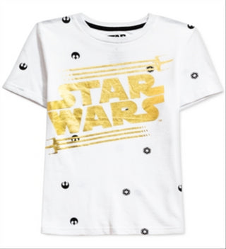 Star Wars Little Boy's Metallic Logo T-Shirt White Size 6