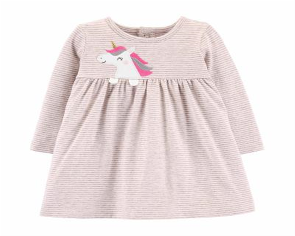 Carter's Baby Girl's Long Sleeve Babydoll Dress Pink Size 24MOS