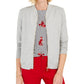 Charter Club Women's Textured Knit Bomber Jacket Gray Size Small