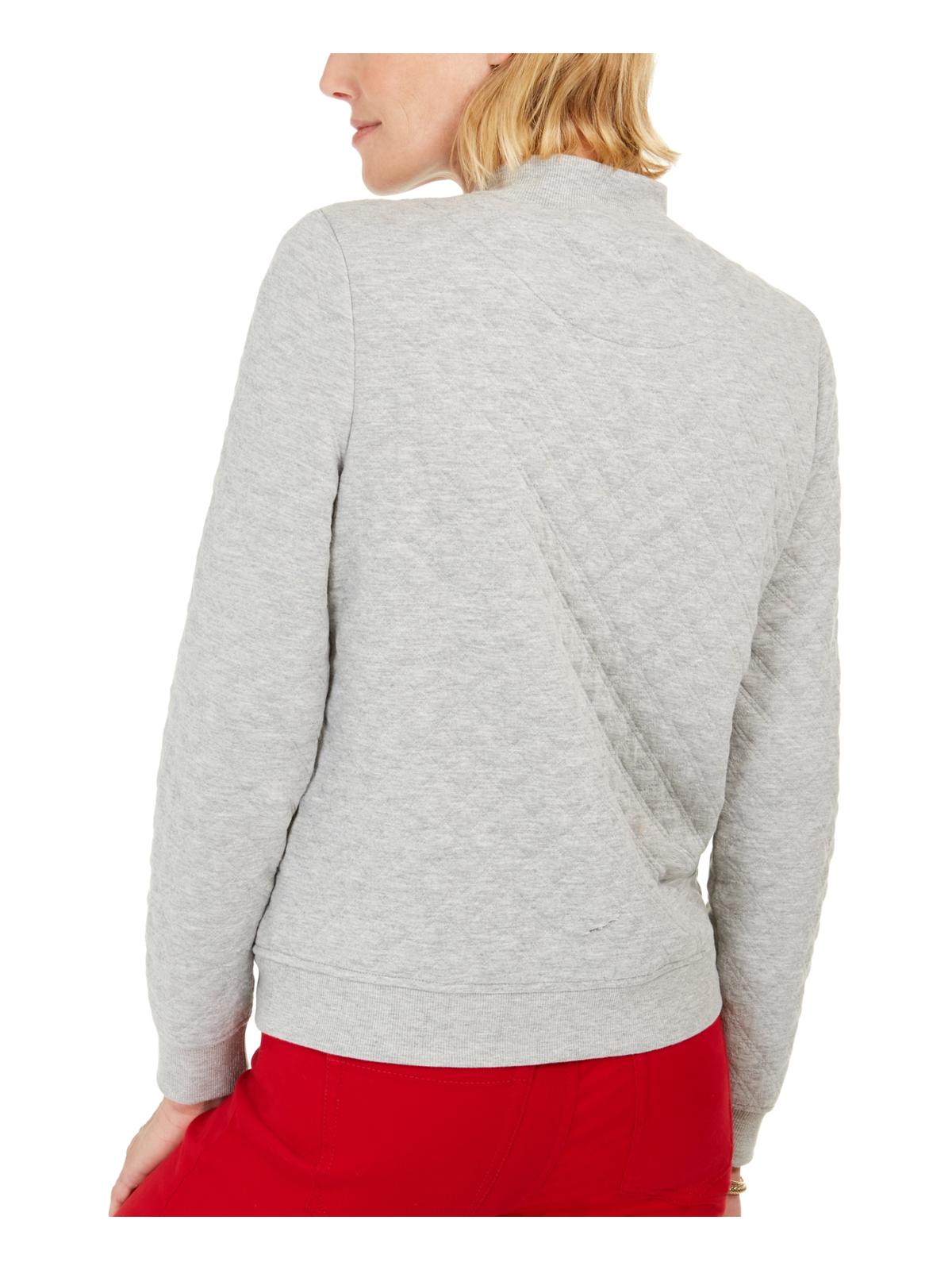 Charter Club Women's Textured Knit Bomber Jacket Gray Size Small