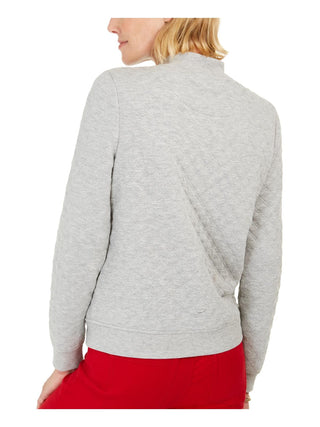 Charter Club Women's Textured Knit Bomber Jacket Gray Size Small