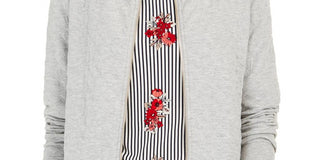 Charter Club Women's Textured Knit Bomber Jacket Gray Size Small