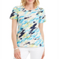 JM Collection Women's Printed Crewneck T-Shirt Blue Size X-Small