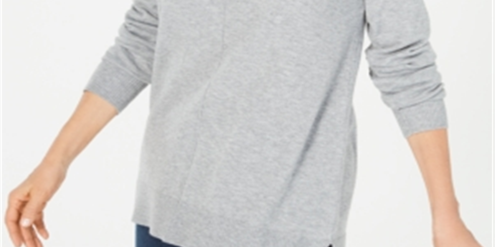 Karen Scott Women's Crewneck Side Slit Pullover Sweater Gray Size X-Small