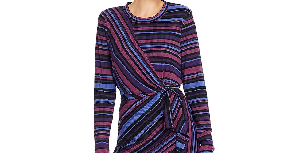 Parker Women's Striped Knot Casual Dress Purple Size Small