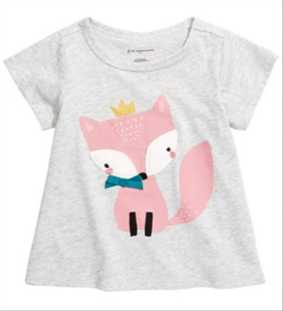 First Impressions Baby Girl's Fox T-Shirt Gray Size 6-9MOS