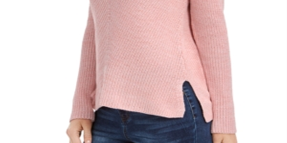 Style & Co Women's Ribbed V Neck Cotton Sweater Pink Size Small