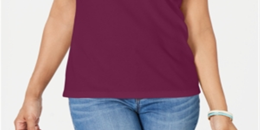 Karen Scott Women's Mock Neck Sleeveless Top Autumn Berry Size Large