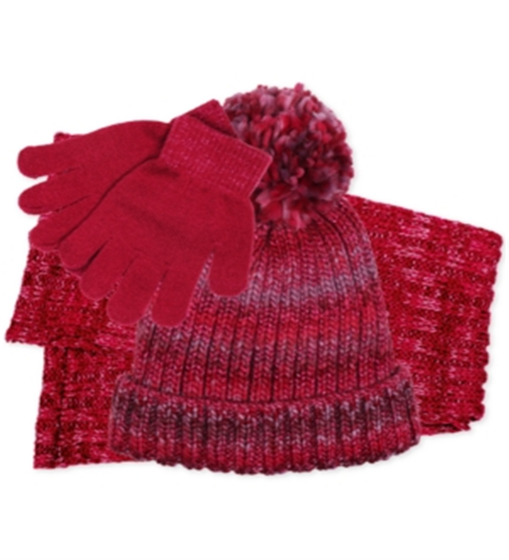 Fab Big Girl's 3 Pc Beanie Scarf & Gloves Set Pink One Size