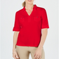 Karen Scott Women's Cotton Johnny Collar Top Red Size Large