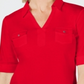 Karen Scott Women's Cotton Johnny Collar Top Red Size Large