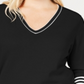 Tommy Hilfiger Women's Plus Cotton V Neck Sweater Black Size 1X
