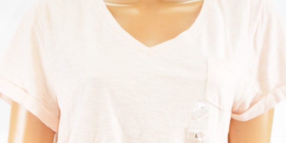 Style & Co Women's V Neck Short Sleeve Cotton Pocketed T-shirt Pink Size Small