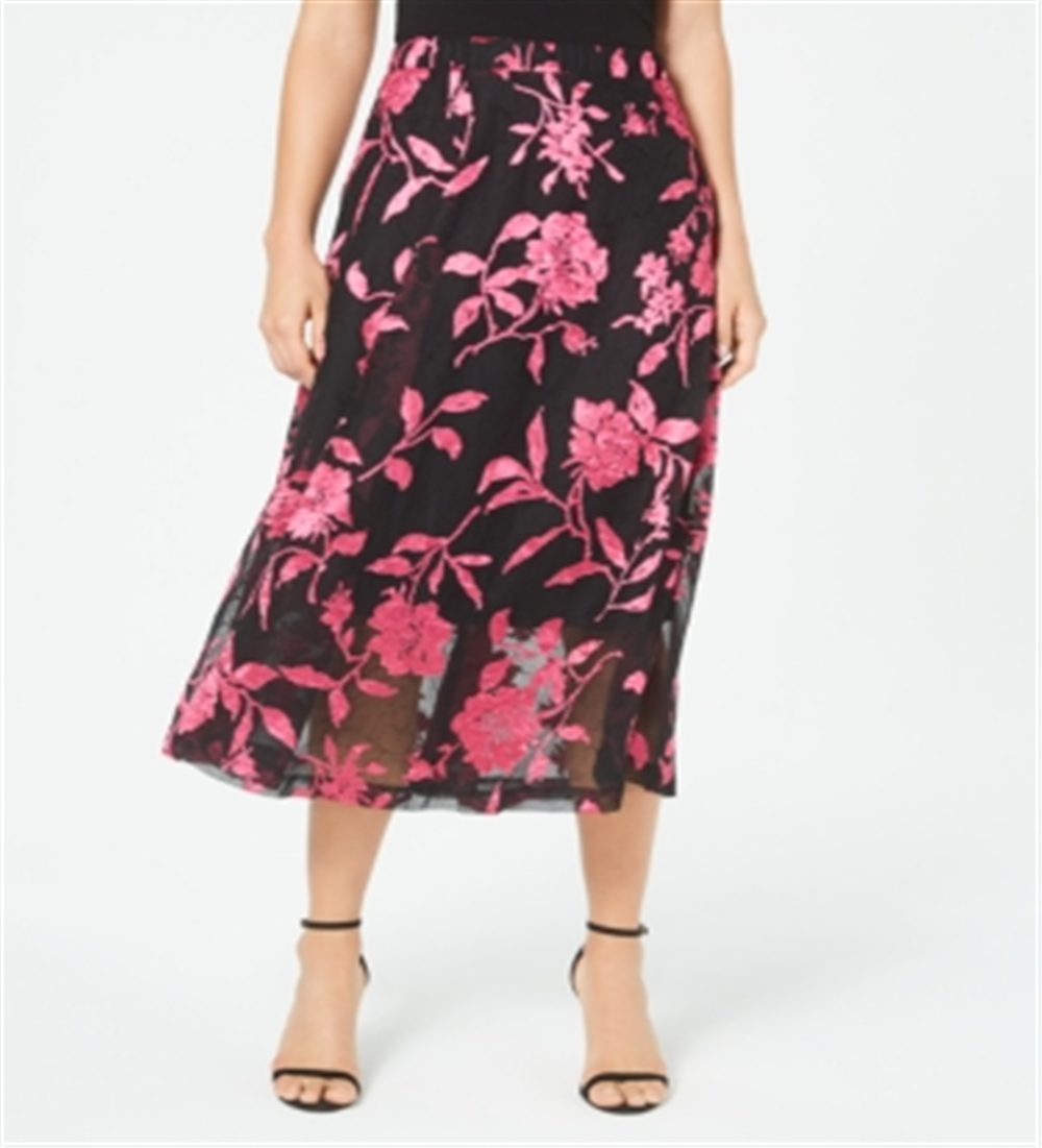 Alfani Women's Floral Print a Line Skirt Pink Size 8 Petite