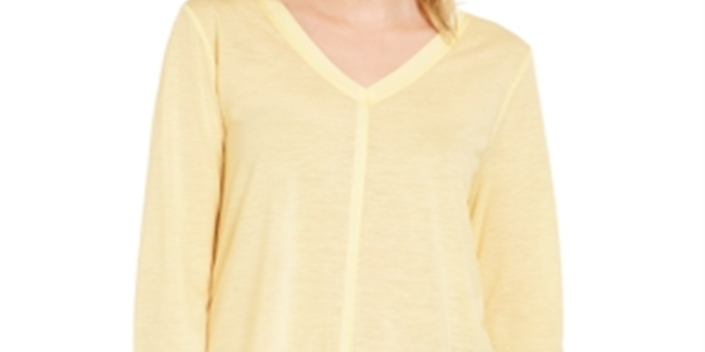 Style & Co Women's Seam Detail High Low Top Yellow Size Small