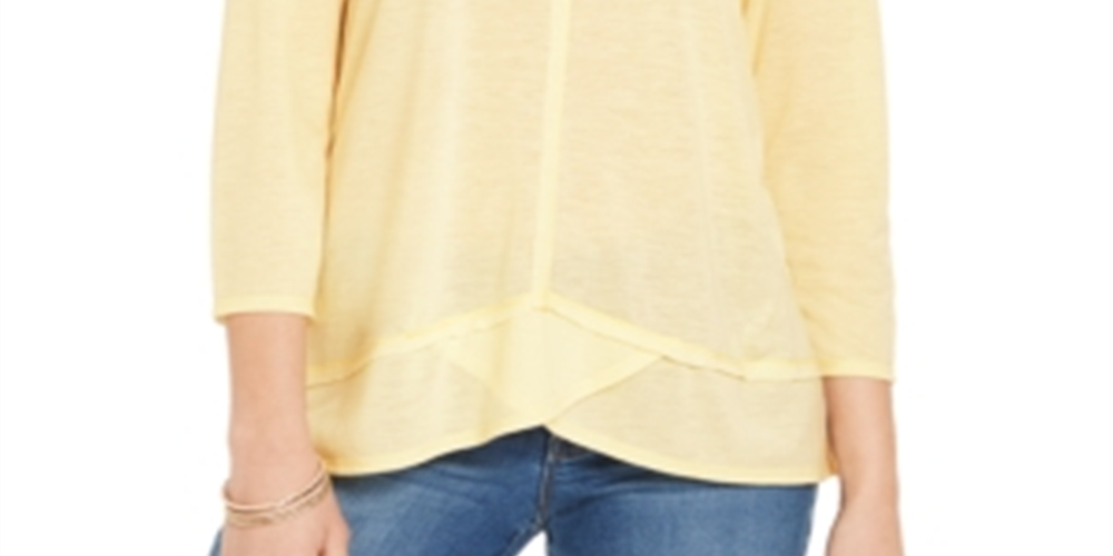 Style & Co Women's Seam Detail High Low Top Yellow Size Small