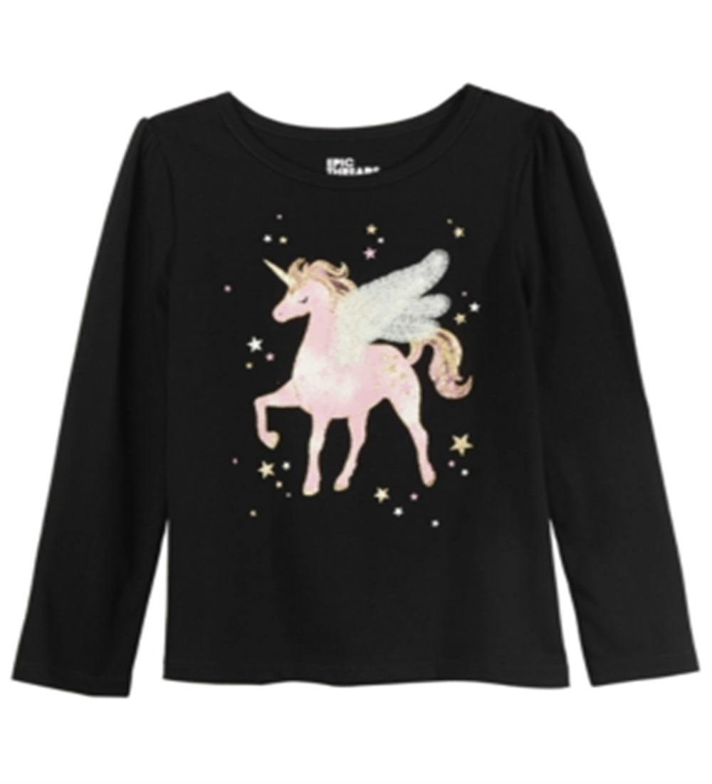Epic Threads Toddler Girl's Winged Unicorn T-Shirt Black Size 2T