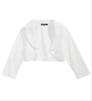 Sequin Hearts Big Girl's Faux Fur Trim Cardigan White Size Medium