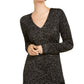 INC International Concepts Women's Glitter Long Sleeve V Neck Sweater Black Size Small