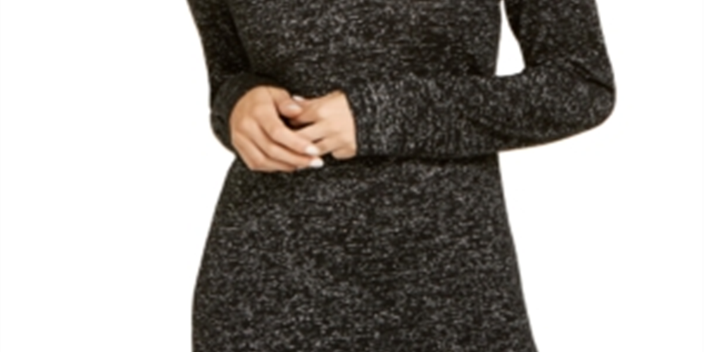 INC International Concepts Women's Glitter Long Sleeve V Neck Sweater Black Size Small