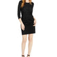 INC International Concepts Women's Elbow Sleeve Criss Cross Front Dress Sheath Black Size XX-Large