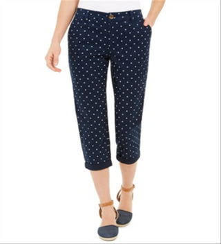 Style & Co Women's Polka Dot Chino Capri Pants Blue Size 6