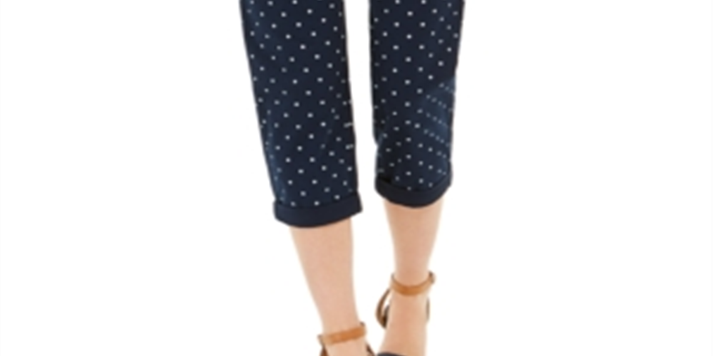 Style & Co Women's Polka Dot Chino Capri Pants Blue Size 6