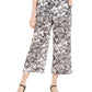 Charter Club Women's Pocketed Cropped Pull on Mid rise Printed Wide Leg Pants White Size XX-Large