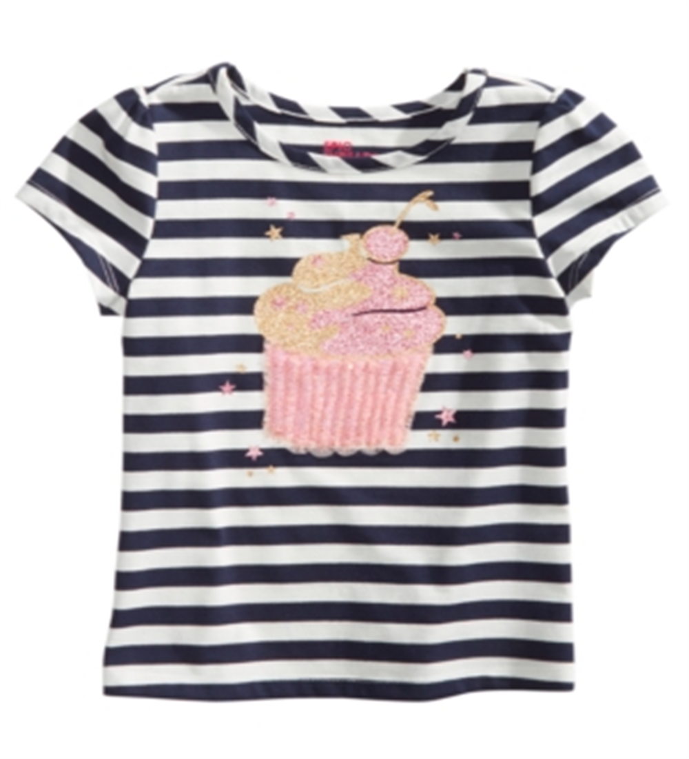 Epic Threads Toddler Girl's Striped Cupcake T-Shirt White Size 3T
