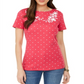 Karen Scott Women's Printed Embroidered Boat Neck Cotton Top Pink Size Small