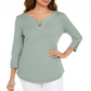 Karen Scott Women's Cotton Lace up T-Shirt Aqua Chill Size Small