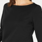 Karen Scott Women's Button Side 3/4 Sleeve Cotton Top Black Size Small