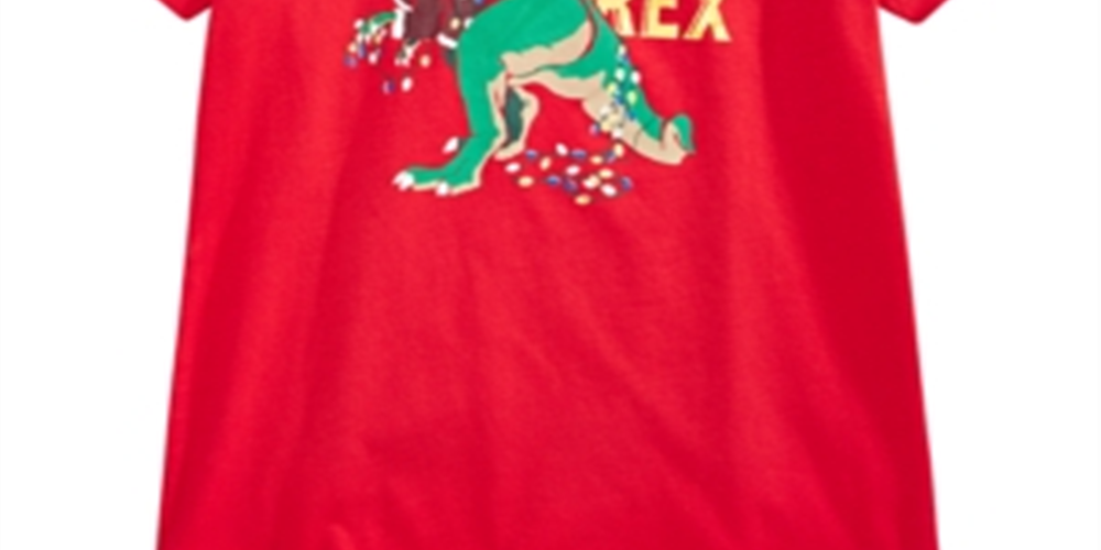 Epic Threads Little Boy's Santa Saurus Print T-Shirt Red Size 7