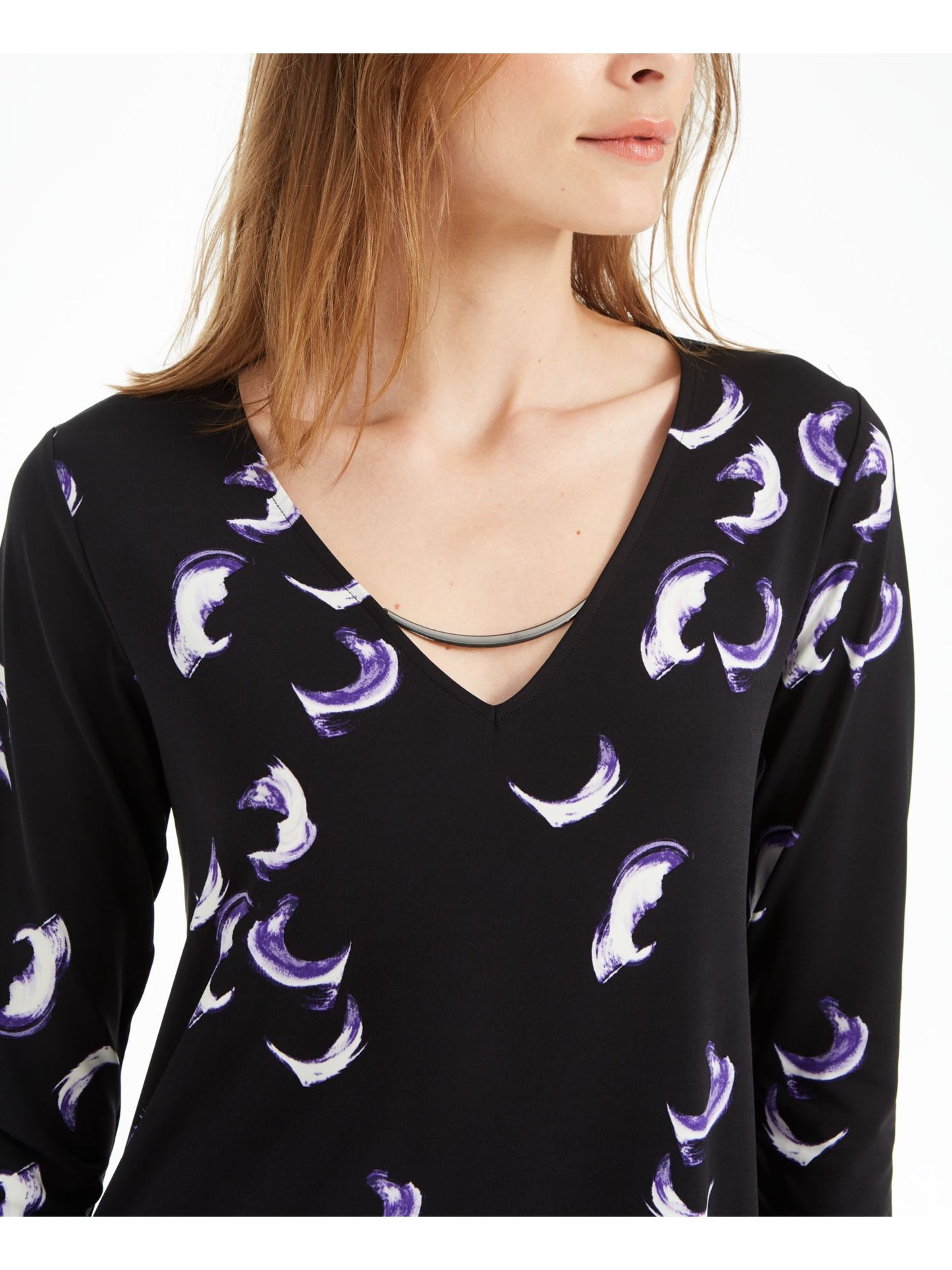 Alfani Women's 3/4 Sleeve Top Black Size Large