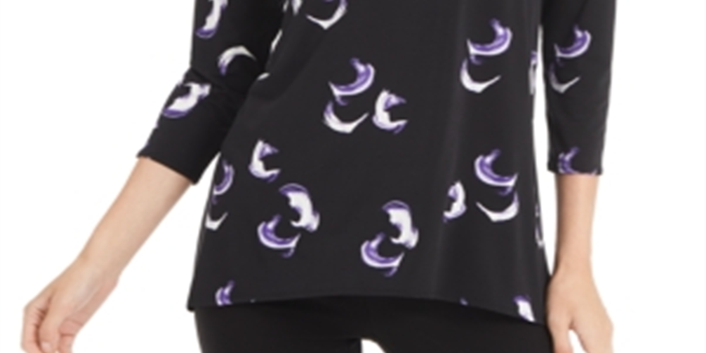 Alfani Women's 3/4 Sleeve Top Black Size Large