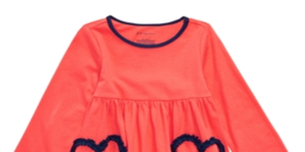 First Impressions Baby Girl's Ruched Heart Cotton Tunic Orange Size 18MOS