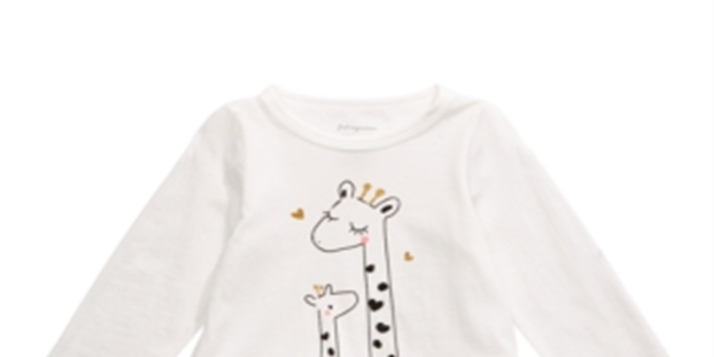 First Impressions Baby Girl's Cotton Giraffe Peplum Top White Size 3-6MOS