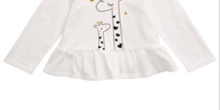 First Impressions Baby Girl's Cotton Giraffe Peplum Top White Size 3-6MOS