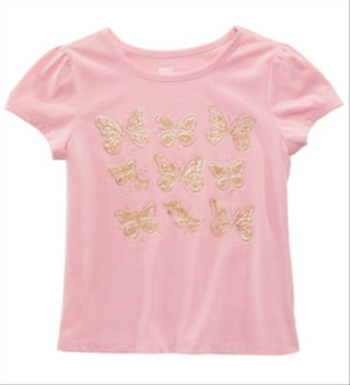 Epic Threads Toddler Girl's Glitter Butterflies T-Shirt Pink Size 2T