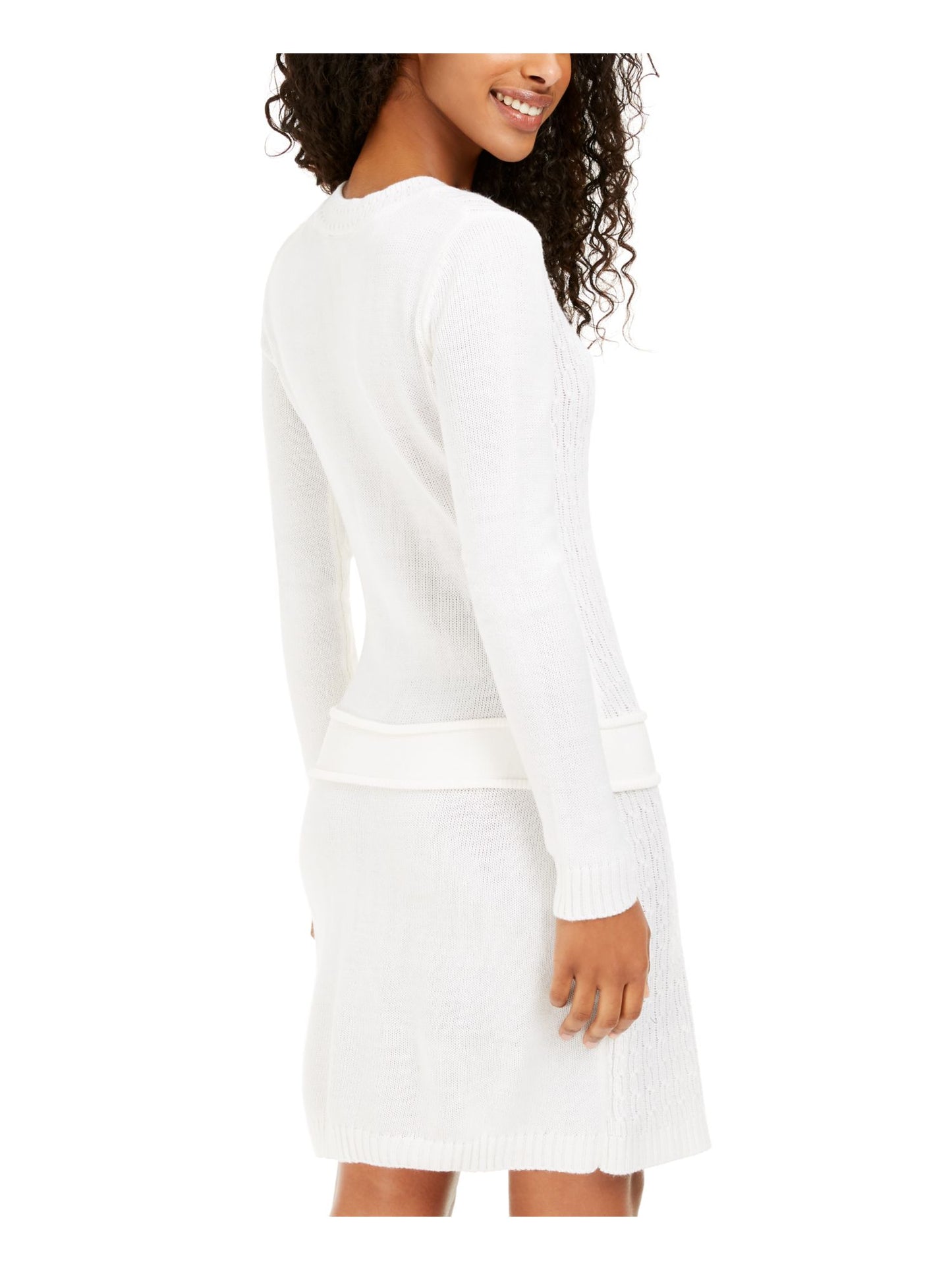 BCX Women's Long Sleeve Jewel Neck Above the Knee Sheath Dress White Size Medium
