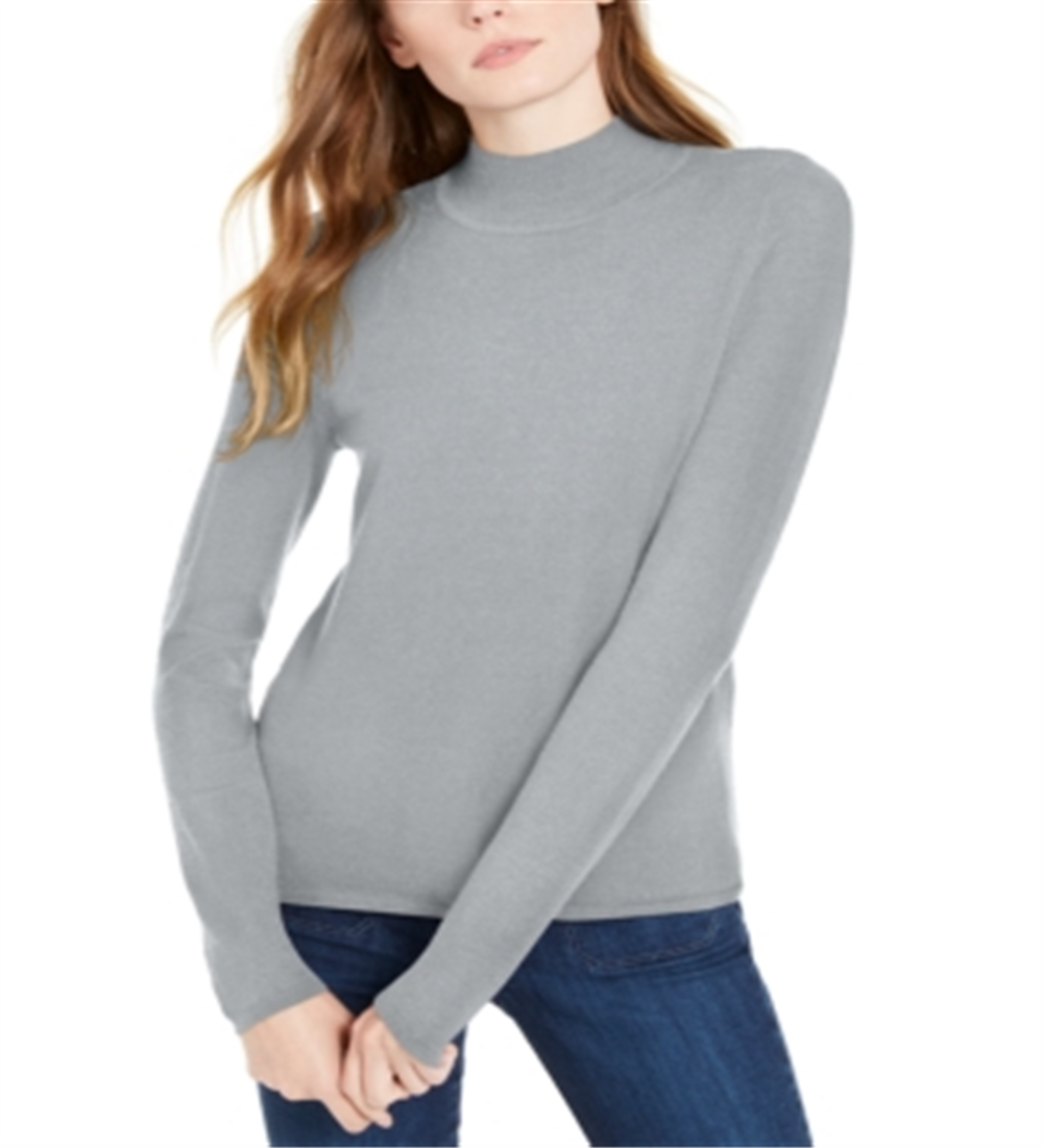 Maison Jules Women's Mock Neck Sweater Gray Size Large