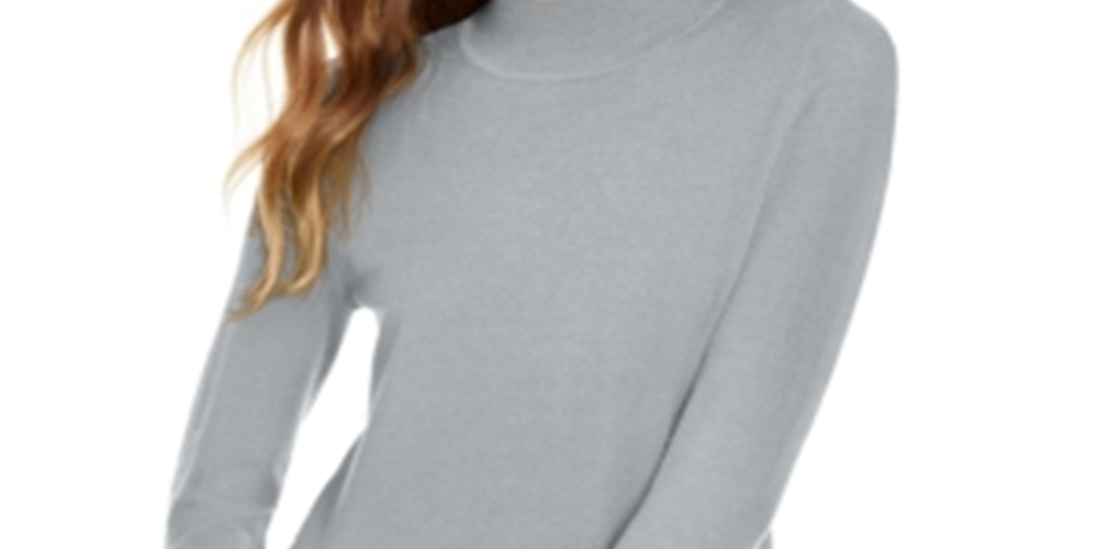 Maison Jules Women's Mock Neck Sweater Gray Size Large
